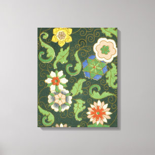 Antique Chinese Cloisonne Pattern: Jade Green Canvas Print