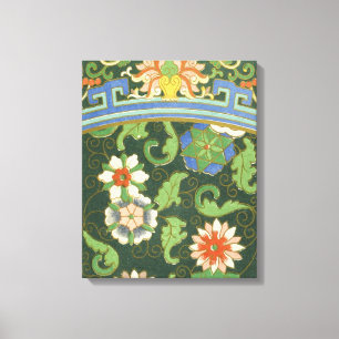 Antique Chinese Cloisonne Pattern: Jade Green Canvas Print