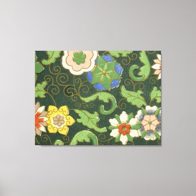 Antique Chinese Cloisonne Pattern: Jade Green Canvas Print (Front)