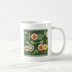 Antique Chinese Cloisonne Pattern: Jade Green Coffee Mug