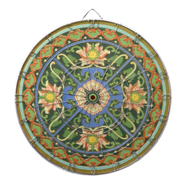 Antique Chinese Cloisonne Pattern: Jade Green Dartboard (Front)