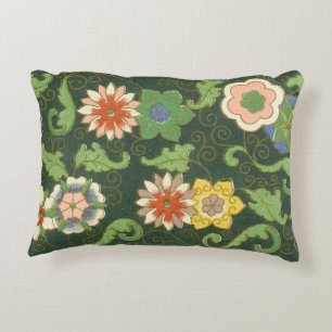 Antique Chinese Cloisonne Pattern: Jade Green Decorative Cushion