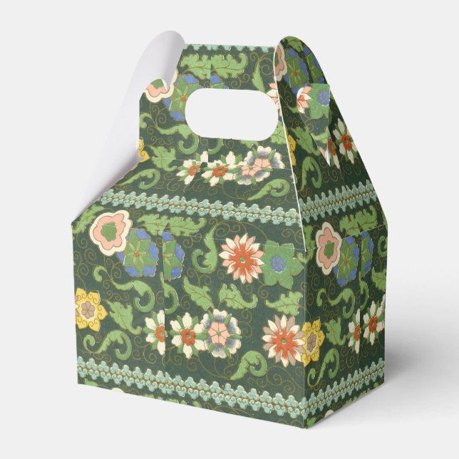 Antique Chinese Cloisonne Pattern: Jade Green Favour Box (Front Side)