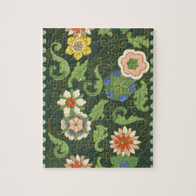Antique Chinese Cloisonne Pattern: Jade Green Jigsaw Puzzle (Vertical)