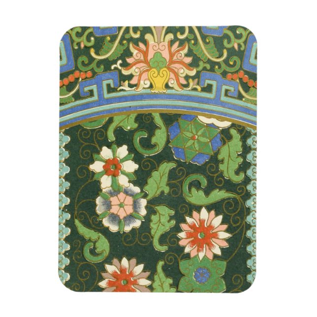 Antique Chinese Cloisonne Pattern: Jade Green Magnet (Vertical)