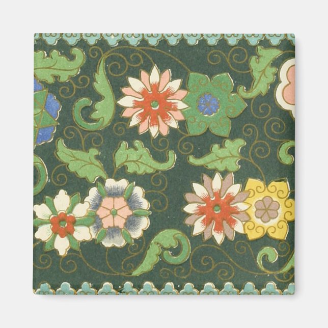 Antique Chinese Cloisonne Pattern: Jade Green Magnet (Front)