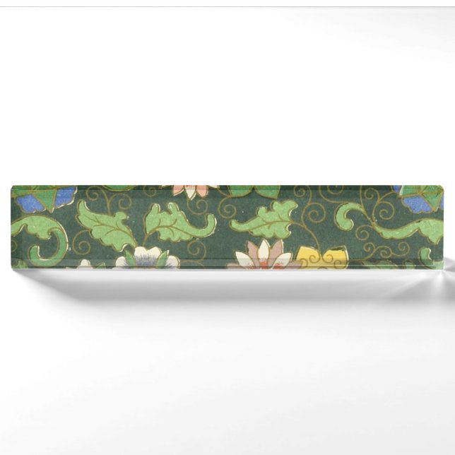 Antique Chinese Cloisonne Pattern: Jade Green Nameplate (Front)