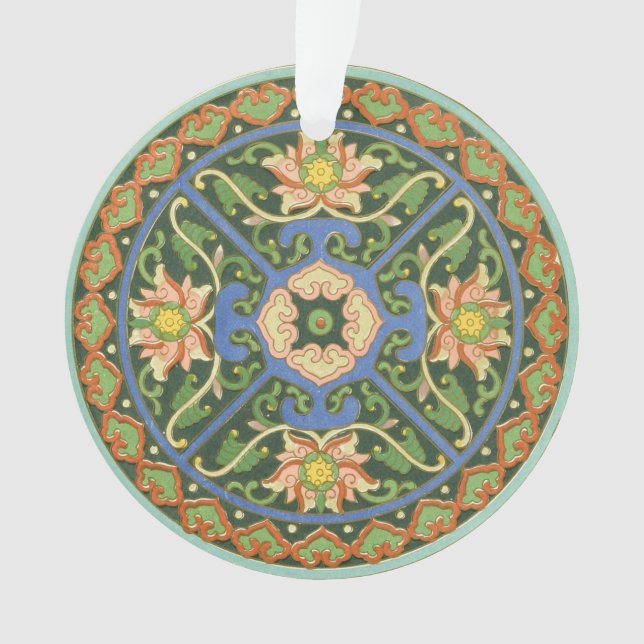 Antique Chinese Cloisonne Pattern: Jade Green Ornament (Front)