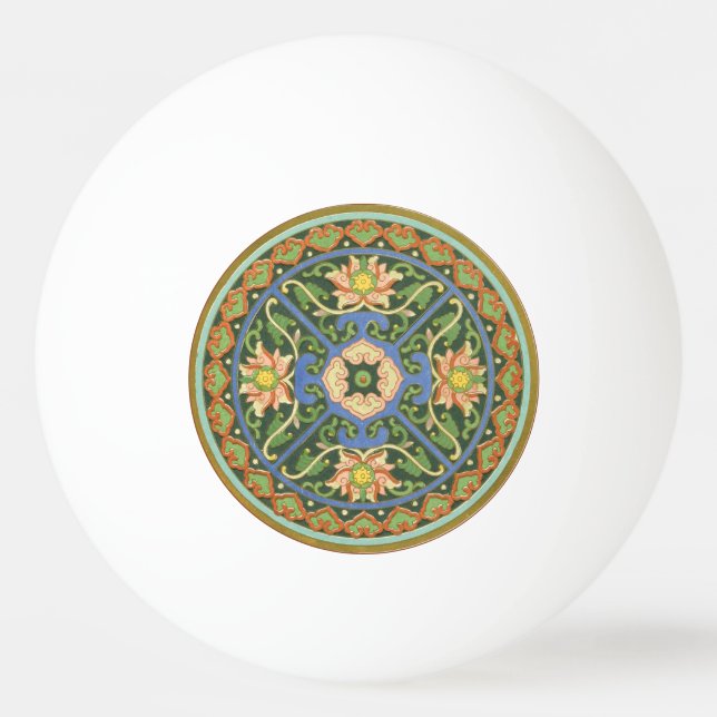 Antique Chinese Cloisonne Pattern: Jade Green Ping Pong Ball (Front)