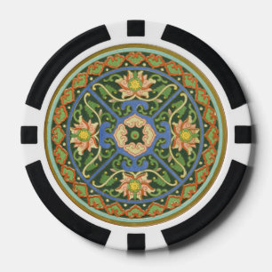Antique Chinese Cloisonne Pattern: Jade Green Poker Chips