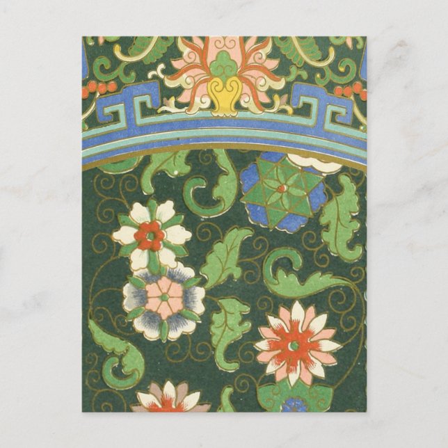 Antique Chinese Cloisonne Pattern: Jade Green Postcard (Front)