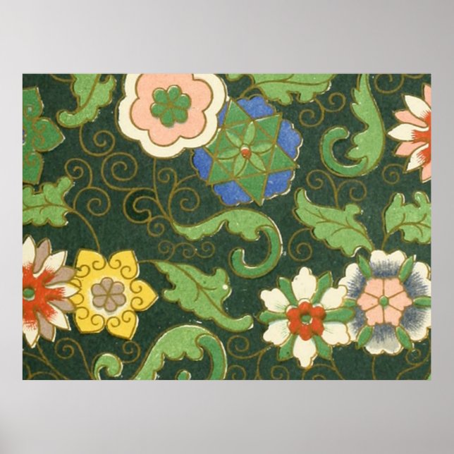 Antique Chinese Cloisonne Pattern: Jade Green Poster (Front)