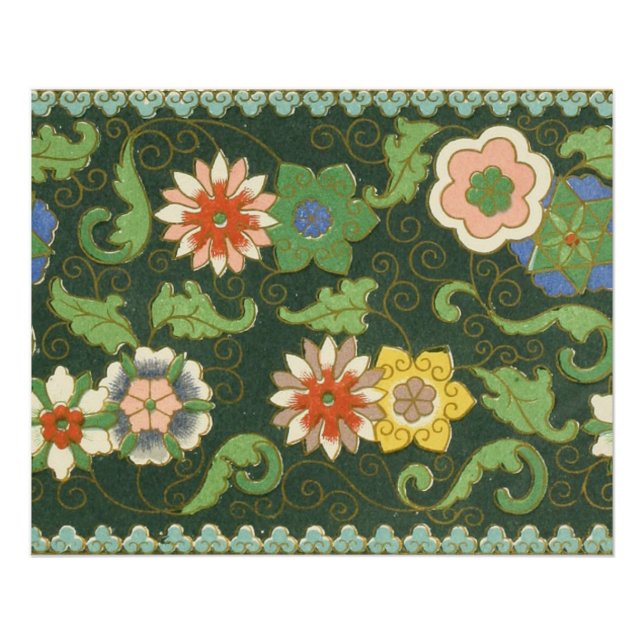 Antique Chinese Cloisonne Pattern: Jade Green Poster (Front)