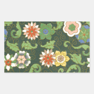 Antique Chinese Cloisonne Pattern: Jade Green Rectangular Sticker