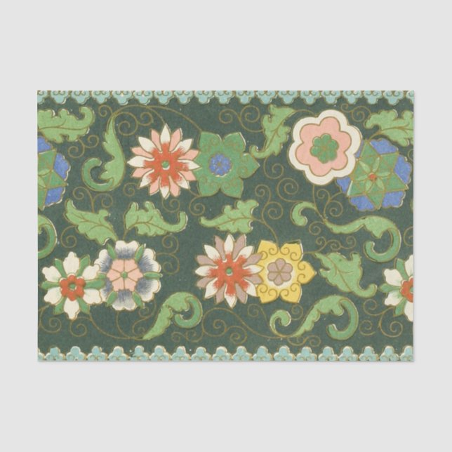 Antique Chinese Cloisonne Pattern: Jade Green Tissue Paper (Front)