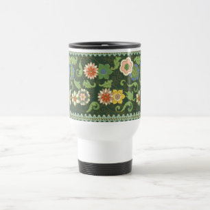 Antique Chinese Cloisonne Pattern: Jade Green Travel Mug