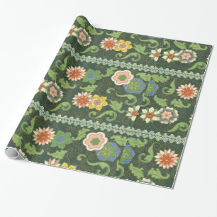 Antique Chinese Cloisonne Pattern: Jade Green Wrapping Paper