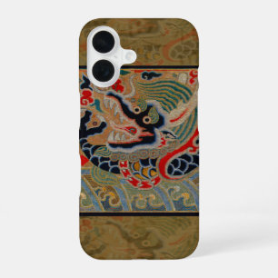 Antique Chinese Dragon Silk Embroidery Pattern iPhone 16 Case