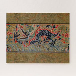 Antique Chinese Dragon Silk Embroidery Pattern Jigsaw Puzzle