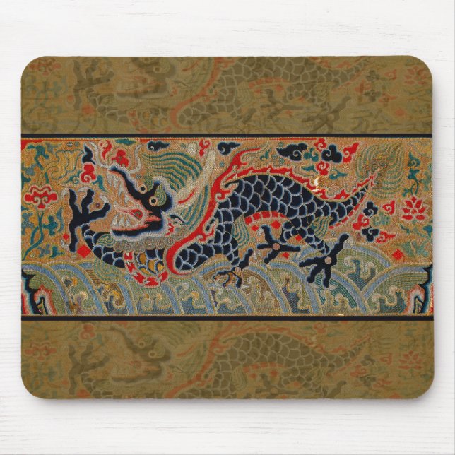 Antique Chinese Dragon Silk Embroidery Pattern Mouse Mat (Front)
