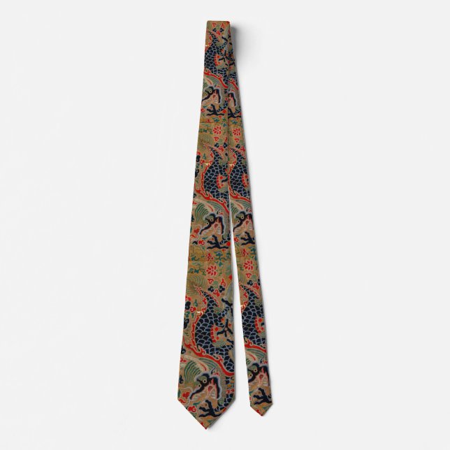 Antique Chinese Dragon Silk Embroidery Pattern Tie (Front)