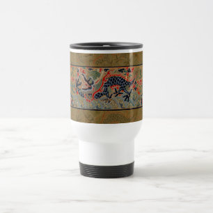 Antique Chinese Dragon Silk Embroidery Pattern Travel Mug