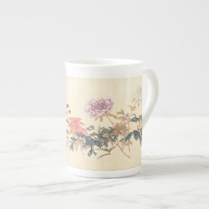 Antique Chinese Flower Painting by Ju Lian repro Bone China Mug