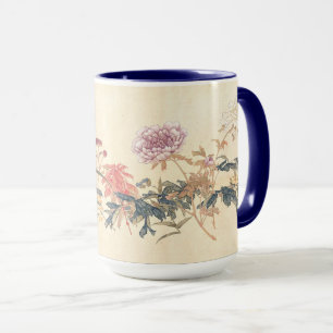 Antique Chinese Flower Painting by Ju Lian repro Mug