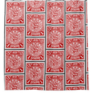 Antique Chinese Page Stamp Design  Dragon Postcard Shower Curtain