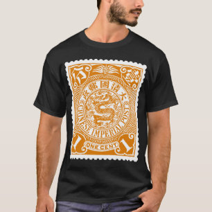 Antique Chinese Postage Stamp in Gold T-Shirt