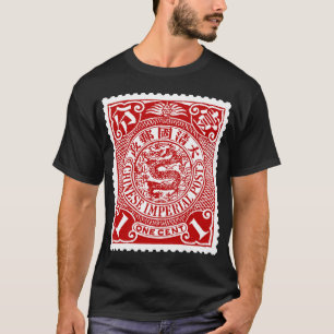 Antique Chinese Postage Stamp in Red T-Shirt