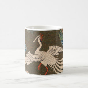 Antique Chinese White Bird Silk Embroidery Print Coffee Mug