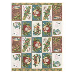 Antique Christmas Card Tablecloth