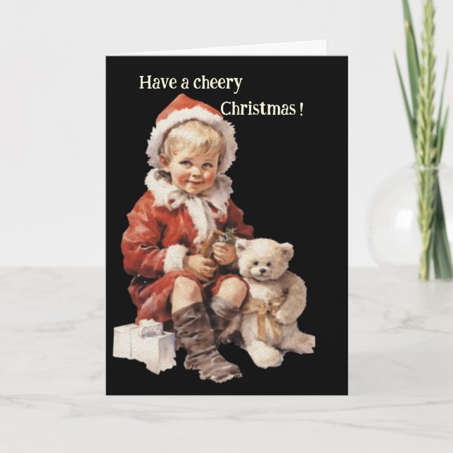 Antique Christmas Child Folded Greeting Card (Front)