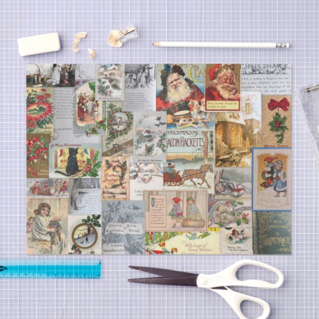 Antique Christmas Ephemera Collage Decoupage Tissue Paper (Craft)