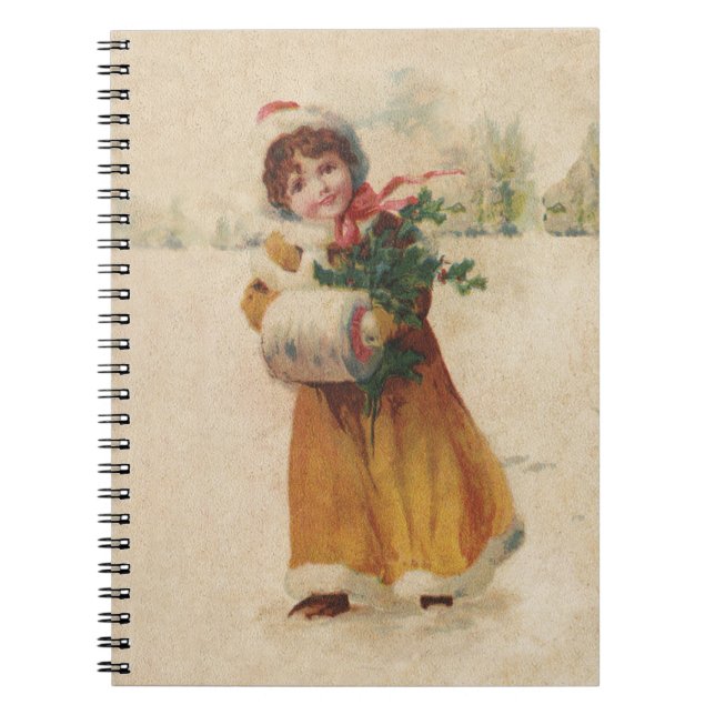 Antique Christmas Girl Winter Child Notebook (Front)