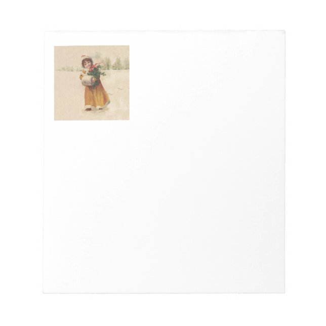Antique Christmas Girl Winter Child Notepad (Front)