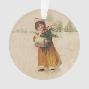 Antique Christmas Girl Winter Child Ornament