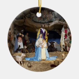 Antique Christmas Nativity Scene Ceramic Tree Decoration