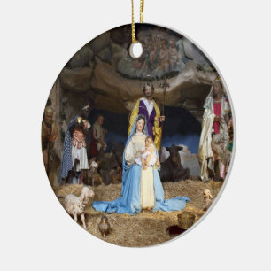 Antique Christmas Nativity Scene Ceramic Tree Decoration