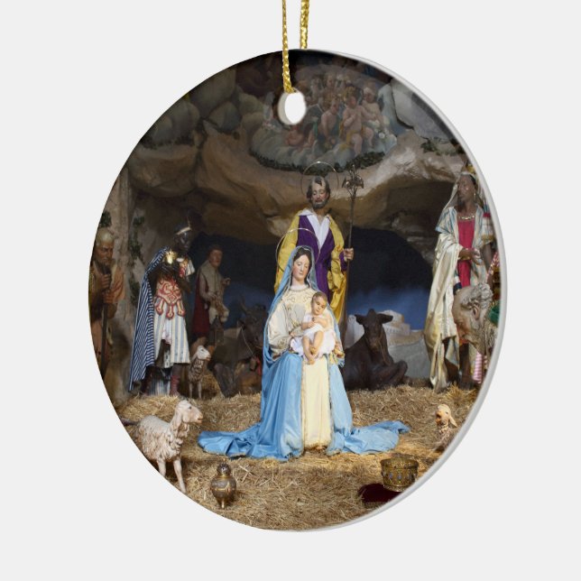 Antique Christmas Nativity Scene Ceramic Tree Decoration (Left)