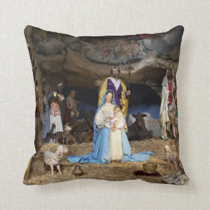 Antique Christmas Nativity Scene Cushion