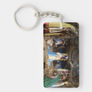 Antique Christmas Nativity Scene Key Ring