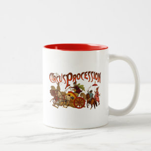 Antique Circus Parade Clowns Horses Two-Tone Coffee Mug