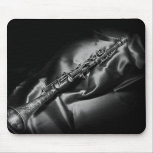 Antique clarinet still life, B&W Mouse Mat