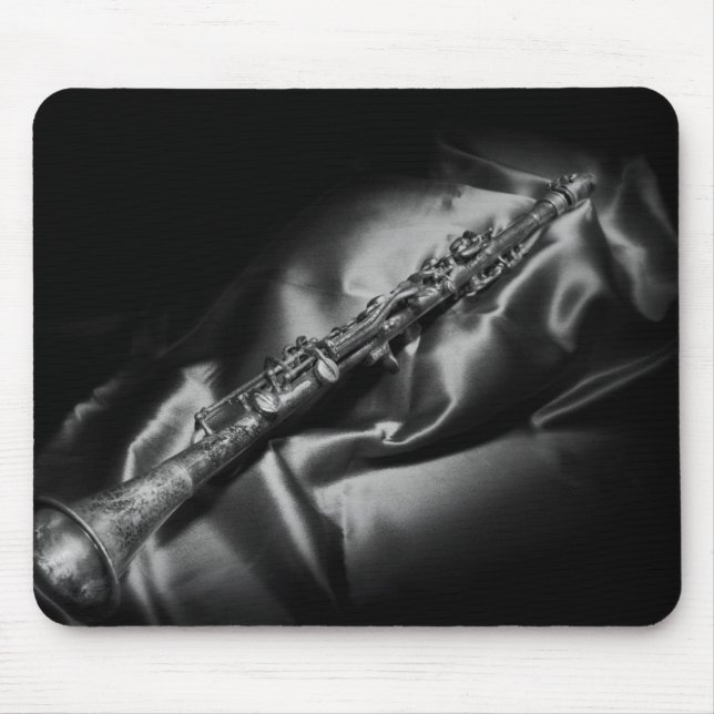 Antique clarinet still life, B&W Mouse Mat (Front)