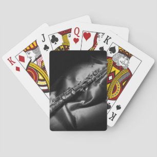 Antique clarinet still life, B&W Playing Cards
