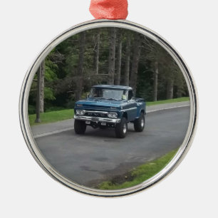 Antique classic Blue GMC Pickup Truck Metal Tree Decoration