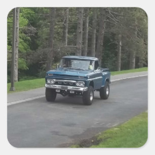 Antique classic Blue GMC Pickup Truck Square Sticker