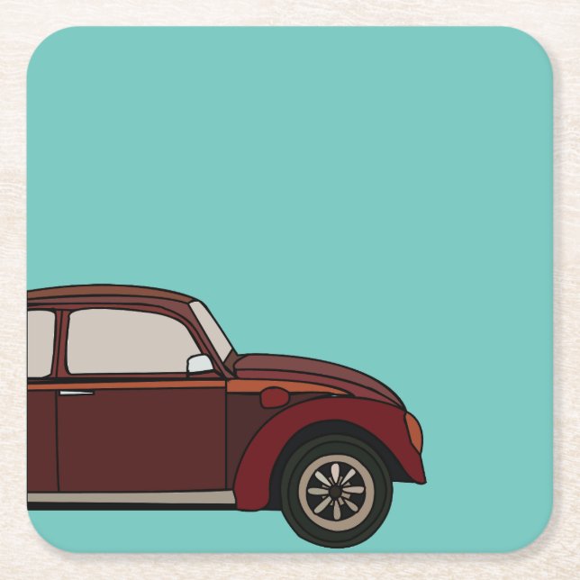 Antique Classic Car Square Paper Coaster (Front)